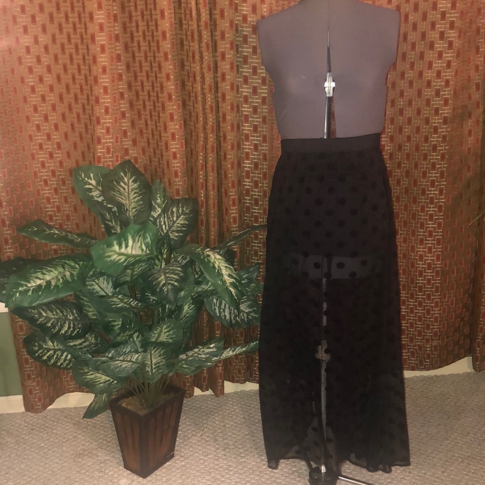 Black mesh doted skirt